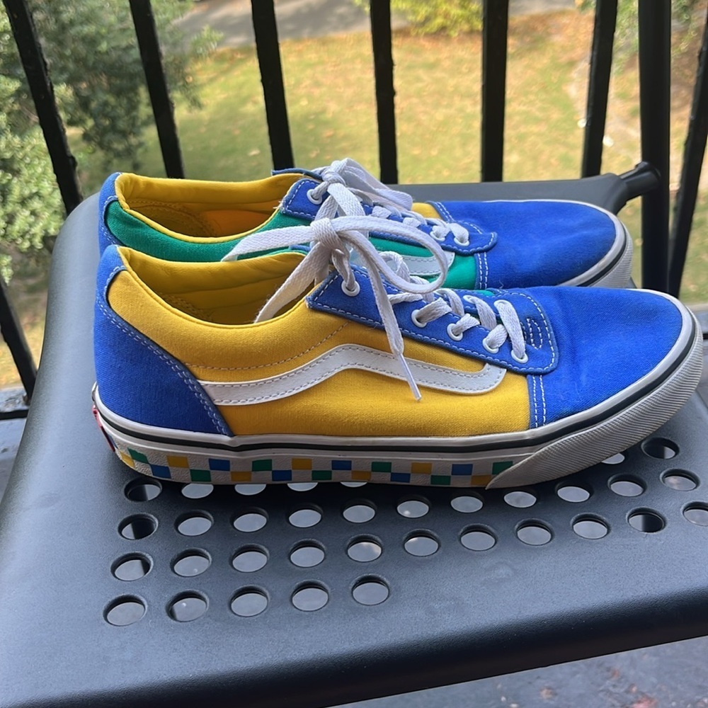 VANS Classic Colorblock Blue Yellow Skate Shoes Youth Size 7 - Picture 4 of 9